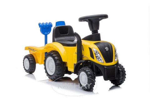 Jeździk odpychacz traktor z przyczepką i funkcjami dźwiękowymi oraz świetlnymi NEW HOLLAND żółty