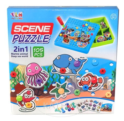 Puzzle konstrukcyjne + śrubokręt, 105 elementów