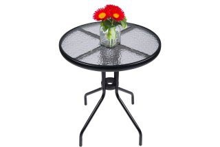 Stolik szklany kawowy na balkon taras patio okrągły czarny