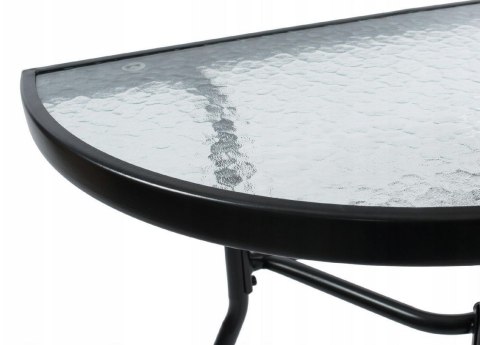 Stolik szklany kawowy na balkon taras patio półokrągły czarny