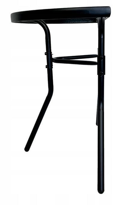 Stolik szklany kawowy na balkon taras patio półokrągły czarny