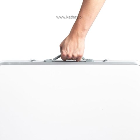 Stolik turystyczny stół składany ogrodowy walizka z uchwytem do przenoszenia i regulacją wysokości 120x60x70 cm biały