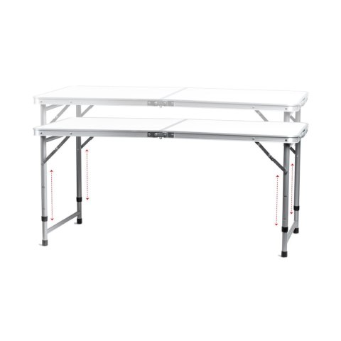 Stolik turystyczny stół składany ogrodowy walizka z uchwytem do przenoszenia i regulacją wysokości 120x60x70 cm biały