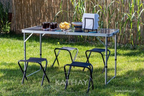 Stolik turystyczny stół składany ogrodowy walizka z uchwytem do przenoszenia i regulacją wysokości i zestawem 4 krzesełek 120x60