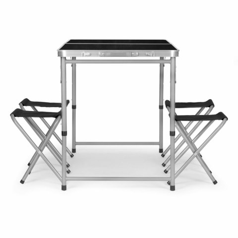 Stolik turystyczny stół składany ogrodowy walizka z uchwytem do przenoszenia i regulacją wysokości i zestawem 4 krzesełek 120x60
