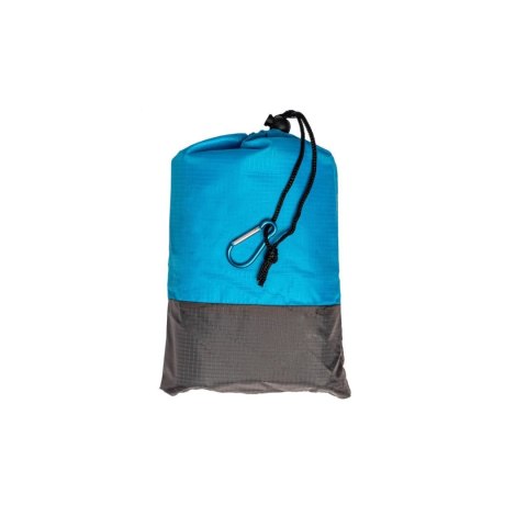 Wodoodporna mata plażowa koc piknikowy 210x200 cm niebieska z grafitowymi paskami