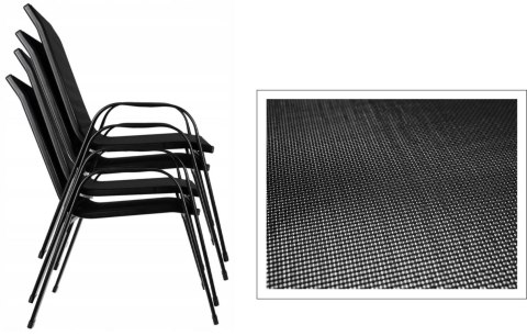 Zestaw 2 krzeseł - nowoczesne metalowe krzesło ogrodowe czarne
