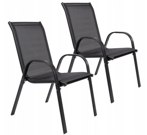 Zestaw 2 krzeseł - nowoczesne metalowe krzesło ogrodowe czarne