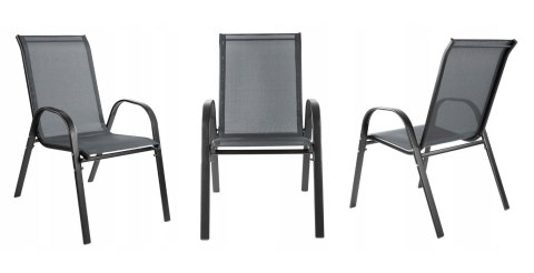 Zestaw 2 krzeseł - nowoczesne metalowe krzesło ogrodowe grafitowe