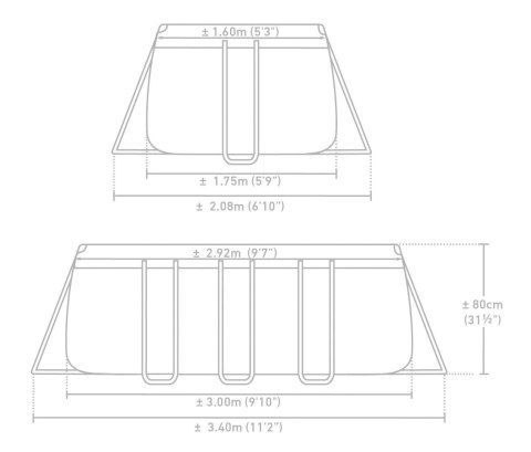 Basen ogrodowy stelażowy Prism Frame Rectangular 300x175x80 cm INTEX 26784 NP