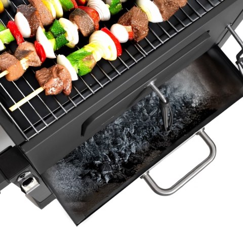 Duży grill węglowy ogrodowy ruszt z pokrywą popielnik termometr otwieracz