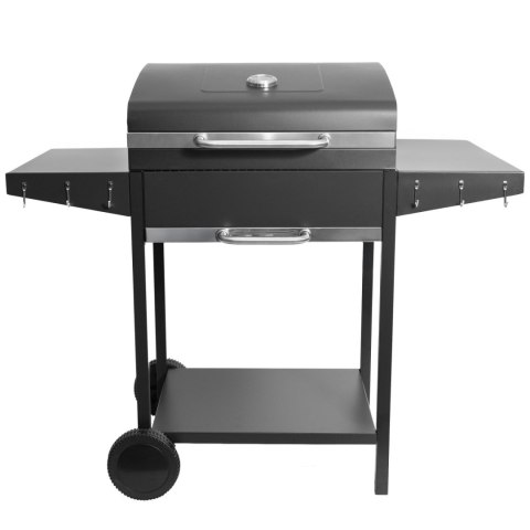 Duży grill węglowy ogrodowy ruszt z pokrywą szuflada na popiół termometr