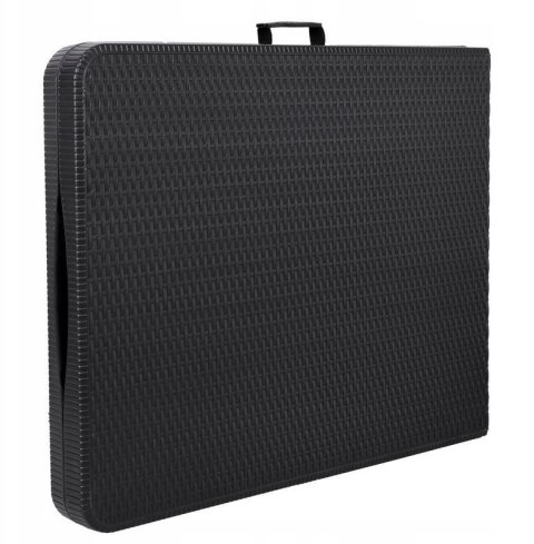 Duży stół składany ogrodowy cateringowy bankietowy rattan walizka 180cm czarny