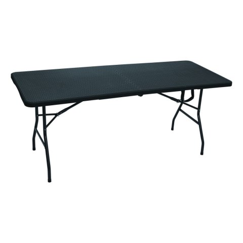 Duży stół składany ogrodowy cateringowy bankietowy rattan walizka 180cm czarny