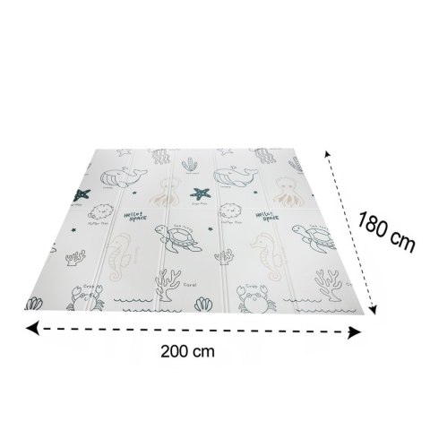 Dwustronna składana kolorowa edukacyjna piankowa mata dziecięca XXL 180x200 cm - tor samochodowy