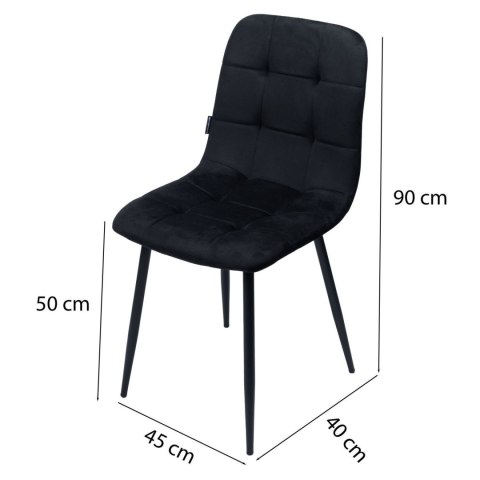 Krzesło tapicerowane welurowe do salonu jadalni velvet loft czarne