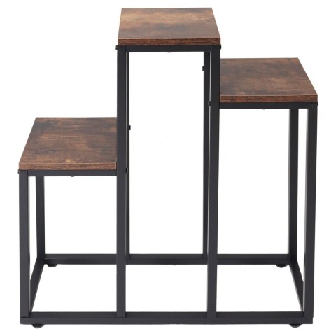 Kwietnik stojący metalowy piętrowy stojak na 3 kwiaty regał dąb antyczny