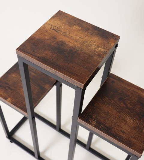 Kwietnik stojący metalowy piętrowy stojak na 3 kwiaty regał dąb antyczny