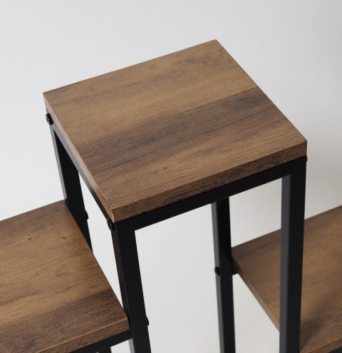 Kwietnik stojący metalowy piętrowy stojak na 3 kwiaty regał dąb rustykalny