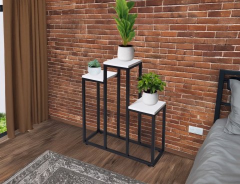 Kwietnik stojący metalowy piętrowy stojak na 3 kwiaty regał półki biały