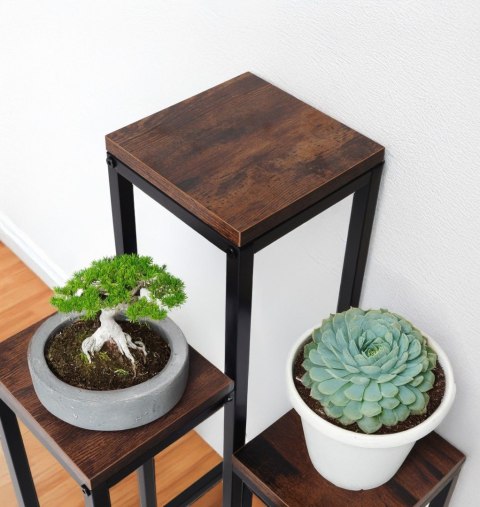 Kwietnik stojący metalowy piętrowy stojak na 4 kwiaty regał dąb antyczny