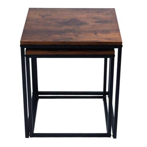 Nowoczesne stoliki kawowe kwadratowe zestaw 2w1 loft industrial ława stół stolik dąb antyczny