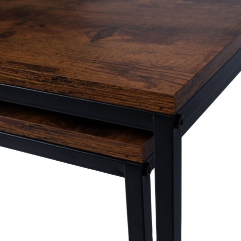 Nowoczesne stoliki kawowe kwadratowe zestaw 2w1 loft industrial ława stół stolik dąb antyczny