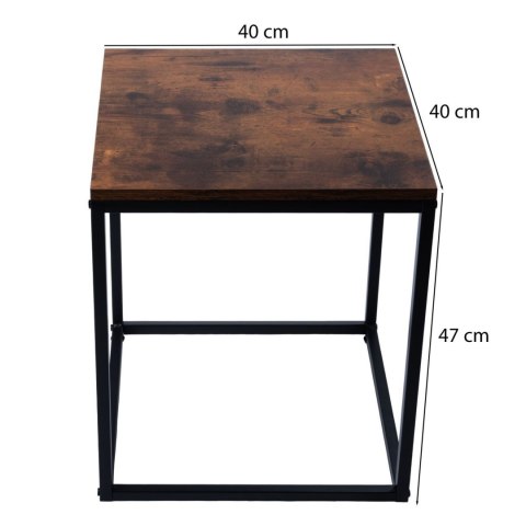 Nowoczesne stoliki kawowe kwadratowe zestaw 2w1 loft industrial ława stół stolik dąb antyczny