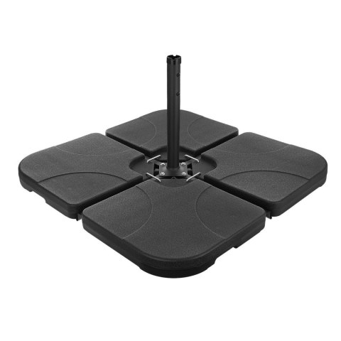 Podstawa pod parasol ogrodowy stojak obciążnik baza kwadratowa czarna 4 elementy 50x50x7,5cm 80kg