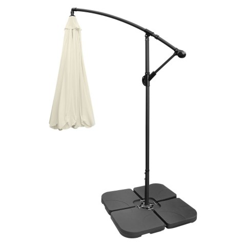 Podstawa pod parasol ogrodowy stojak obciążnik baza kwadratowa czarna 4 elementy 50x50x7,5cm 80kg