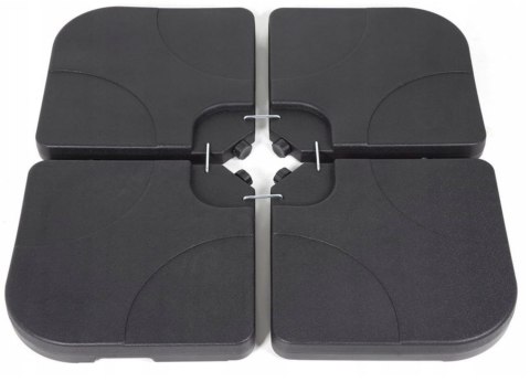 Podstawa pod parasol ogrodowy stojak obciążnik baza kwadratowa czarna 4 elementy 50x50x7,5cm 80kg