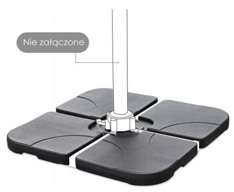 Podstawa pod parasol ogrodowy stojak obciążnik baza kwadratowa czarna 4 elementy 50x50x7,5cm 80kg