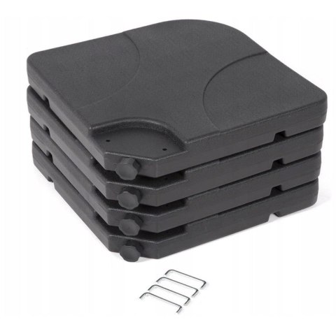 Podstawa pod parasol ogrodowy stojak obciążnik baza kwadratowa czarna 4 elementy 50x50x7,5cm 80kg