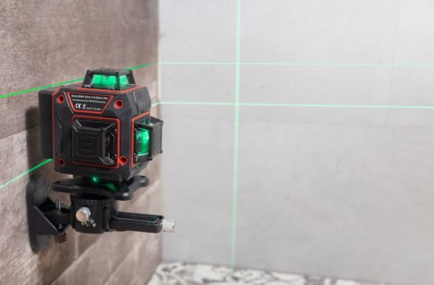 Poziomica laserowa płaszczyznowa zielony laser krzyżowy 360° 4D 16 linii