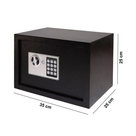 Sejf domowy biurowy zamek elektroniczny szyfrowy kluczyk kod XXL 35x25x25 cm