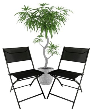 Zestaw 2 krzeseł - nowoczesne składane metalowe krzesło ogrodowe czarne