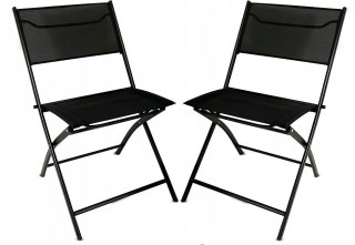 Zestaw 2 krzeseł - nowoczesne składane metalowe krzesło ogrodowe czarne