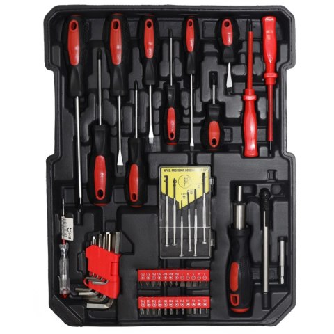 Duży zestaw narzędzi metalowa walizka na kółkach narzędziowa 189 elementów klucze wkrętaki bity