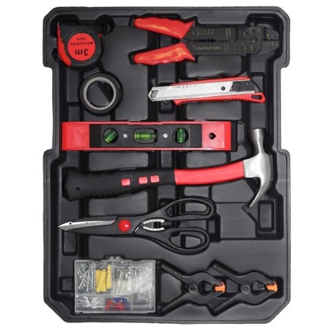 Duży zestaw narzędzi metalowa walizka na kółkach narzędziowa 189 elementów klucze wkrętaki bity