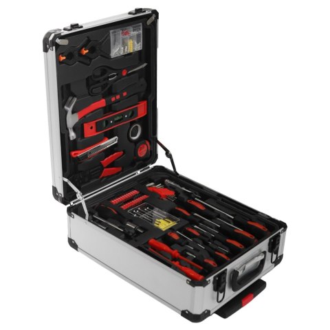 Duży zestaw narzędzi metalowa walizka na kółkach narzędziowa 189 elementów klucze wkrętaki bity