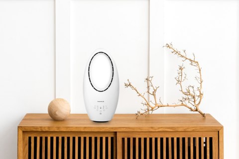 Nowoczesny wentylator stojący bezłopatkowy podłogowy pilot timer LED kolory biały 3 tryby obrotowy