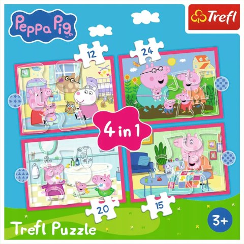 Puzzle 4 w 1 Świnka Peppa Peppa uwielbia przygody Trefl 34672
