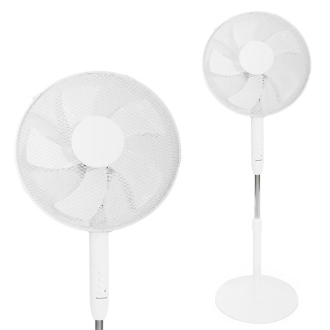 Wentylator podłogowy wiatrak stojący 5 łopatek mocny cichy 3 tryby regulacja 45W biały Bauerkraft