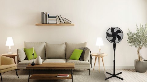 Wentylator podłogowy wiatrak stojący 5 łopatek mocny cichy 3 tryby regulacja 45W czarny Bauerkraft