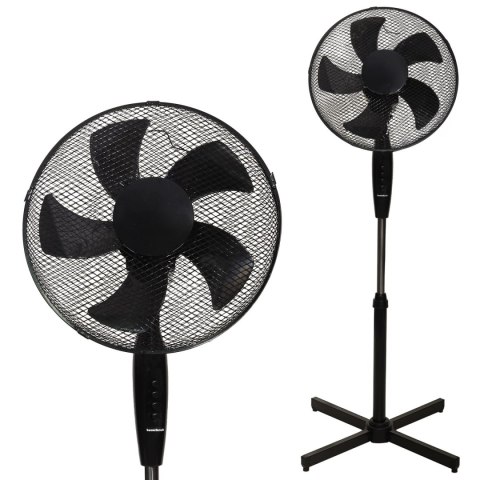 Wentylator podłogowy wiatrak stojący 5 łopatek mocny cichy 3 tryby regulacja 45W czarny Bauerkraft