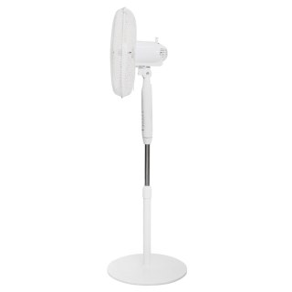 Wentylator podłogowy wiatrak stojący 5 łopatek mocny cichy timer pilot 3 tryby regulacja 45W biały Bauerkraft