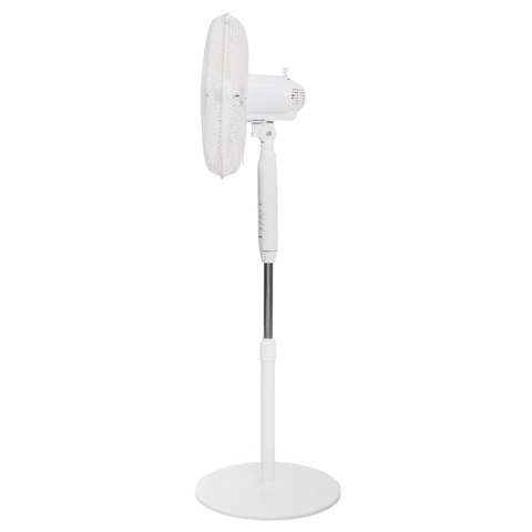Wentylator podłogowy wiatrak stojący 5 łopatek mocny cichy timer pilot 3 tryby regulacja 45W biały Bauerkraft