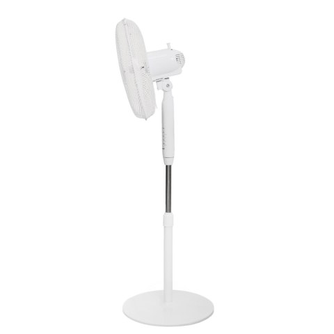 Wentylator podłogowy wiatrak stojący 5 łopatek mocny cichy timer pilot 3 tryby regulacja 45W biały Bauerkraft