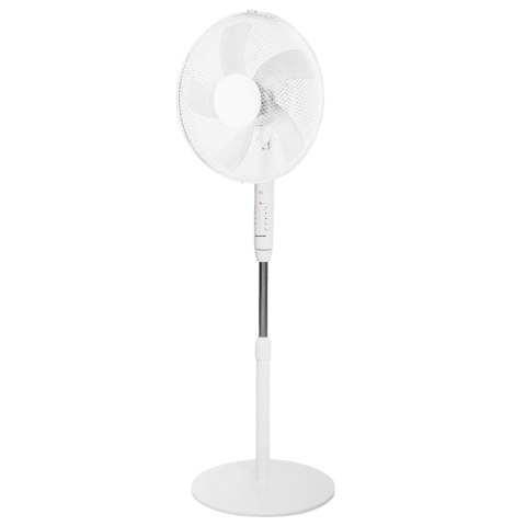Wentylator podłogowy wiatrak stojący 5 łopatek mocny cichy timer pilot 3 tryby regulacja 45W biały Bauerkraft