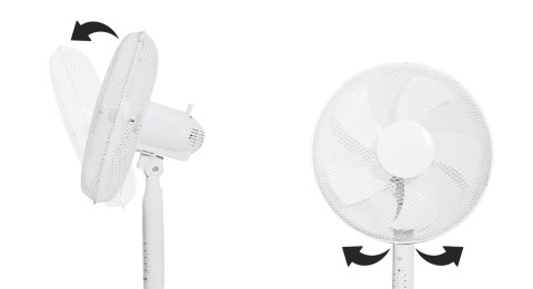 Wentylator podłogowy wiatrak stojący 5 łopatek mocny cichy timer pilot 3 tryby regulacja 45W biały Bauerkraft